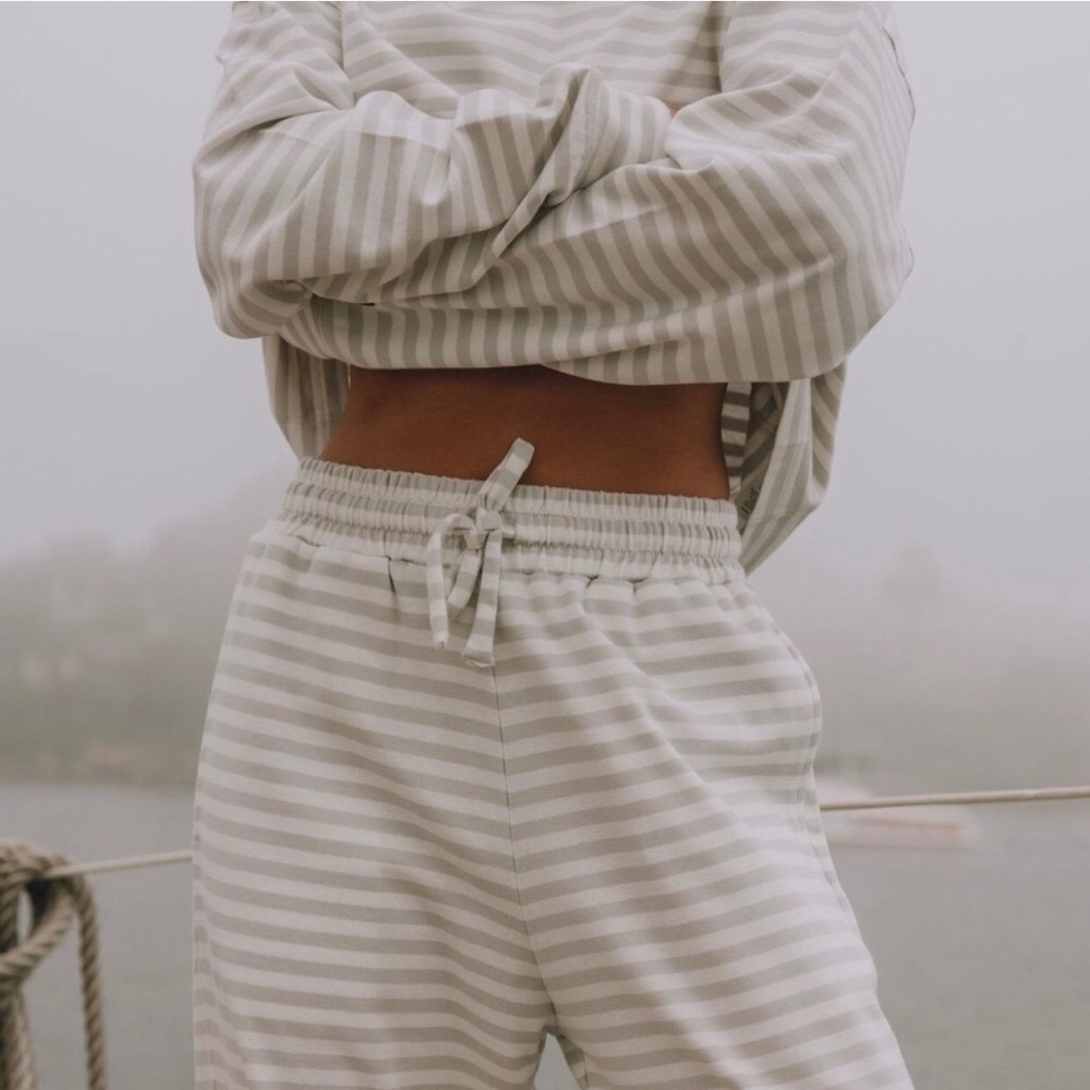 Striped Gray and White Lounge Set